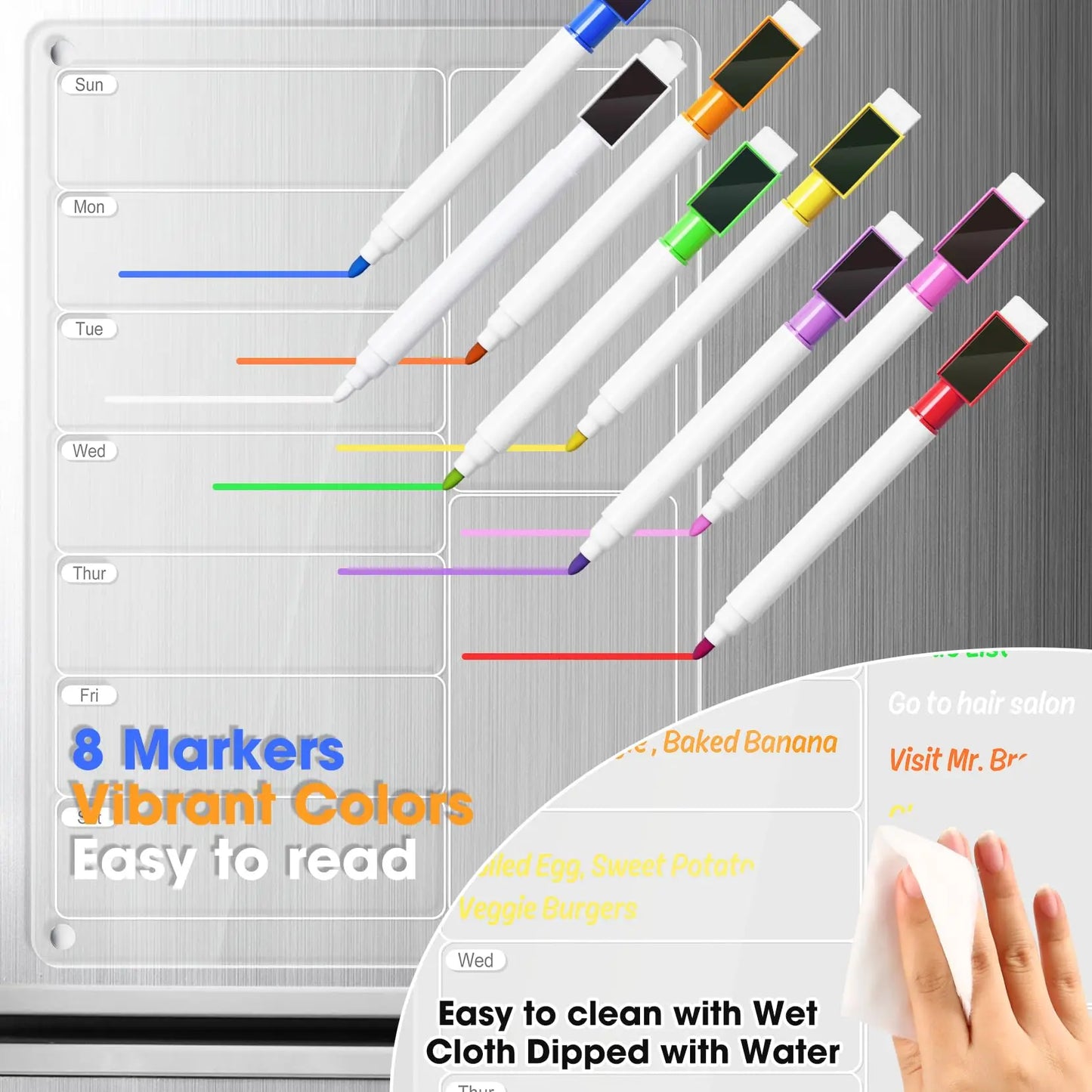 “Clear magnetic fridge calendar – dry erase board”