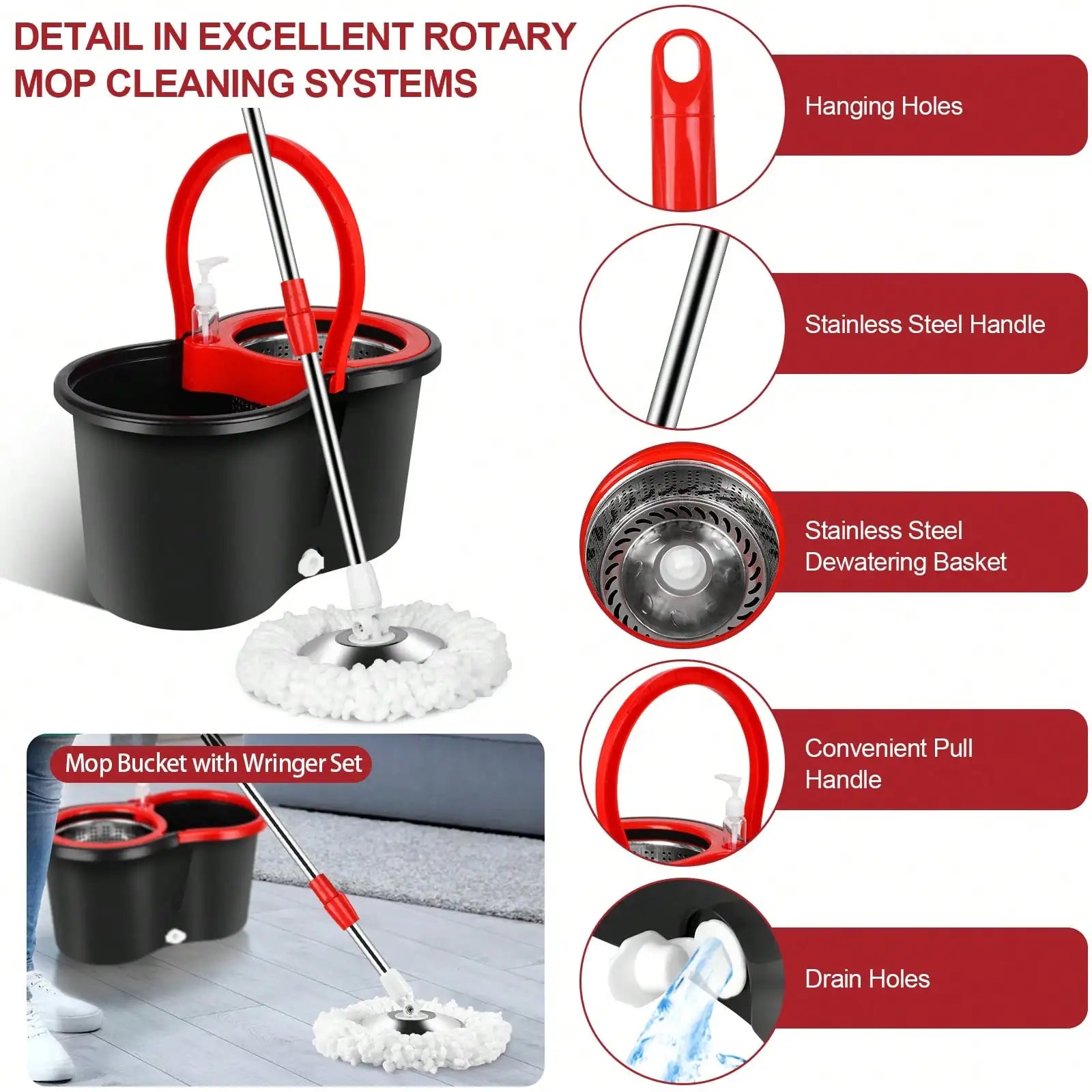 61 inch stainless steel adjustable mop handle