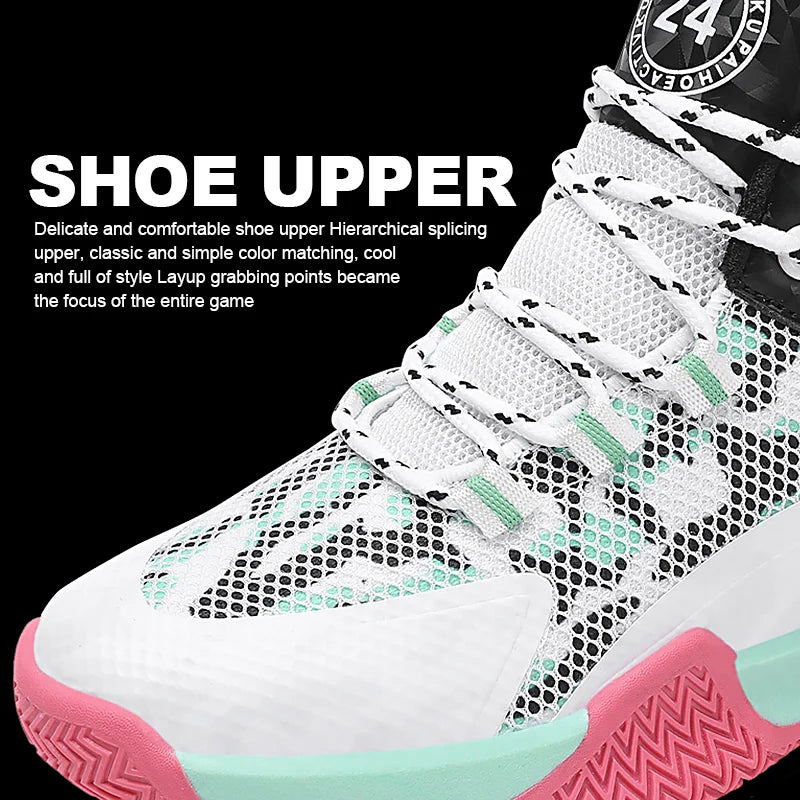 Kids Basketball Shoes – Non-Slip Outdoor Sports Sneakers | Breathable Mesh High-Top Running Shoes for Boys & Girls