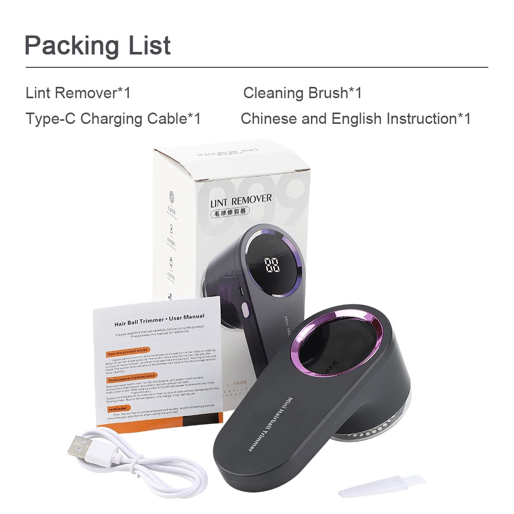 Rechargeable Fabric Lint Remover – Portable Clothes Shaver for Fluff, Fuzz & Pet Hair.