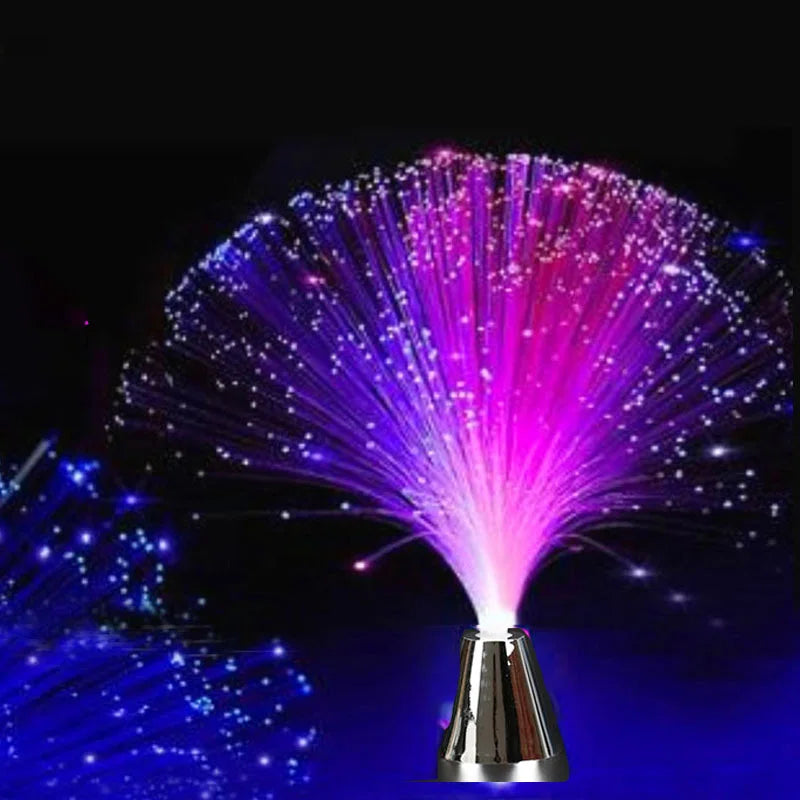 RGB fiber optic night light glowing in multiple colors
