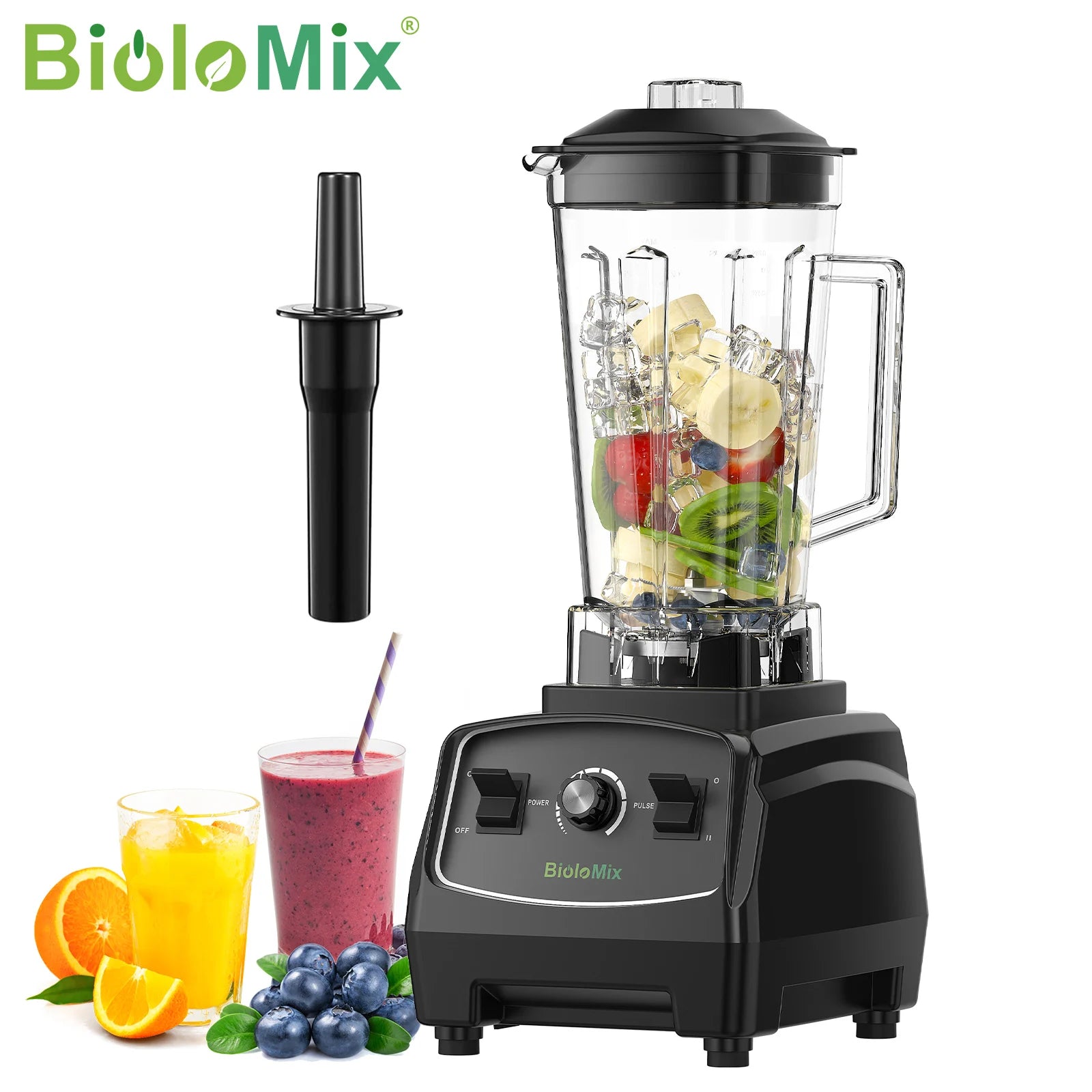 Biolomix 2200W Heavy Duty Commercial Blender – Black BPA-Free Smoothie Maker