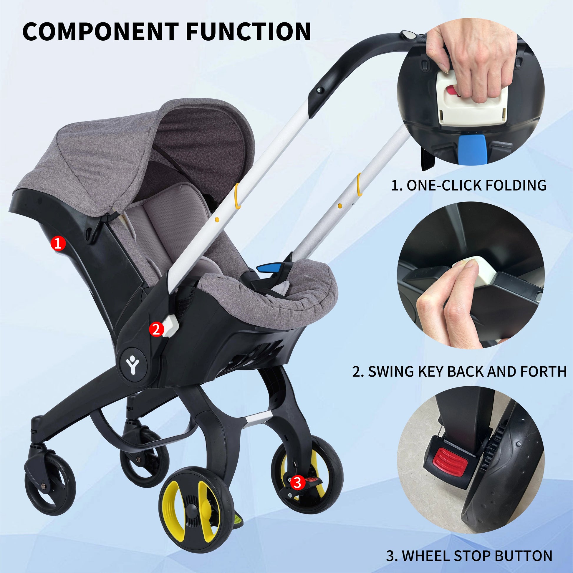 Compact foldable stroller for easy travel and storage