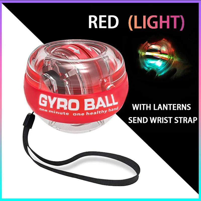LED wrist trainer in red color glowing during spin