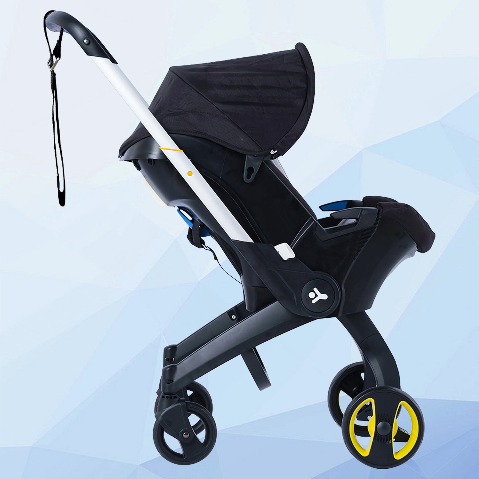 Foldable baby stroller with metal frame and sunshade