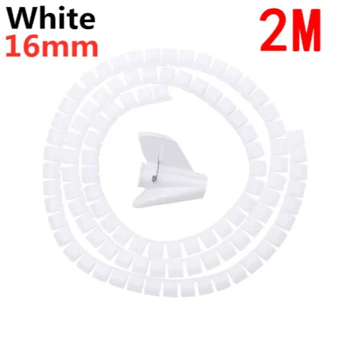 “Black 2 m spiral cable organizer wrapping computer cords”