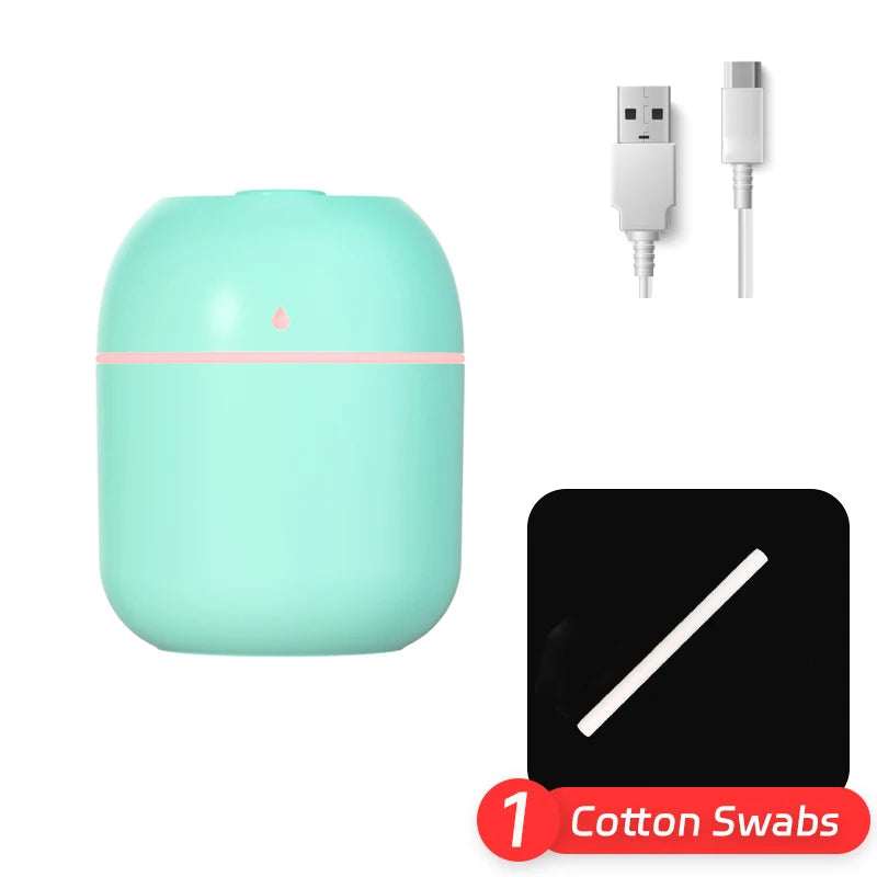 Portable USB Humidifier 220ml | Quiet Mist & LED Night Light