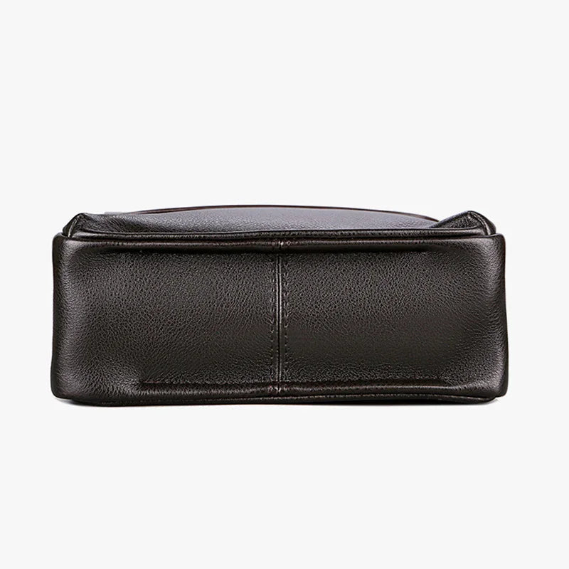 Black leather pouch on a white background