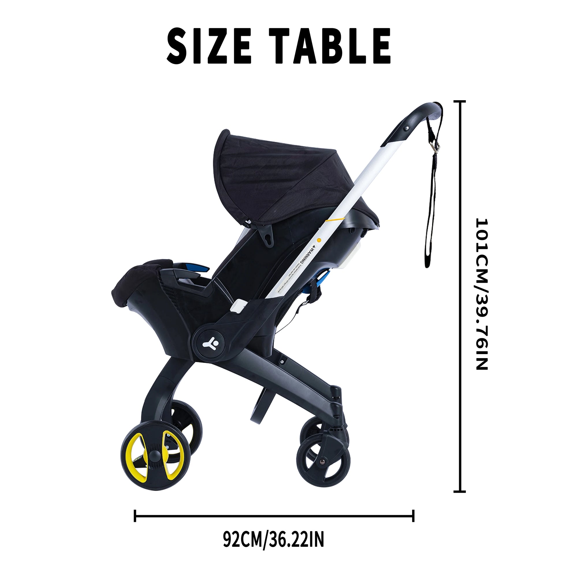 Foldable baby stroller with metal frame and sunshade