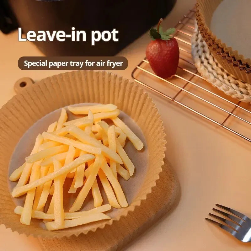 50/100 Pcs Disposable Air Fryer Paper Liners – 20 cm Oil-Proof, Water-Proof, Non-Stick Cooking Paper