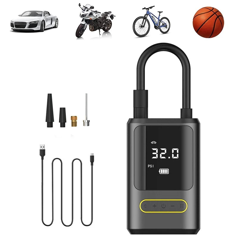 Wireless Portable Car Tire Inflator – Electric Air Pump for Car, Bike & Sports Balls.