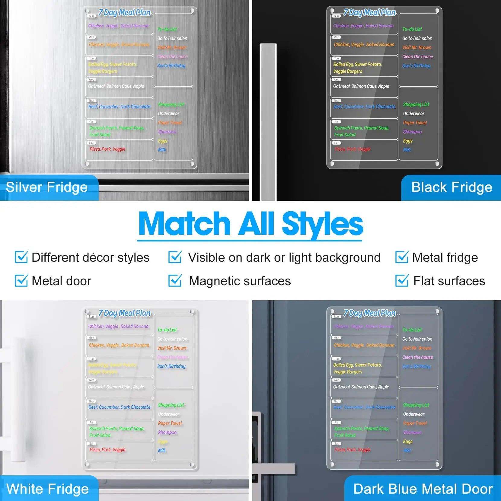 “Clear magnetic fridge calendar – dry erase board”