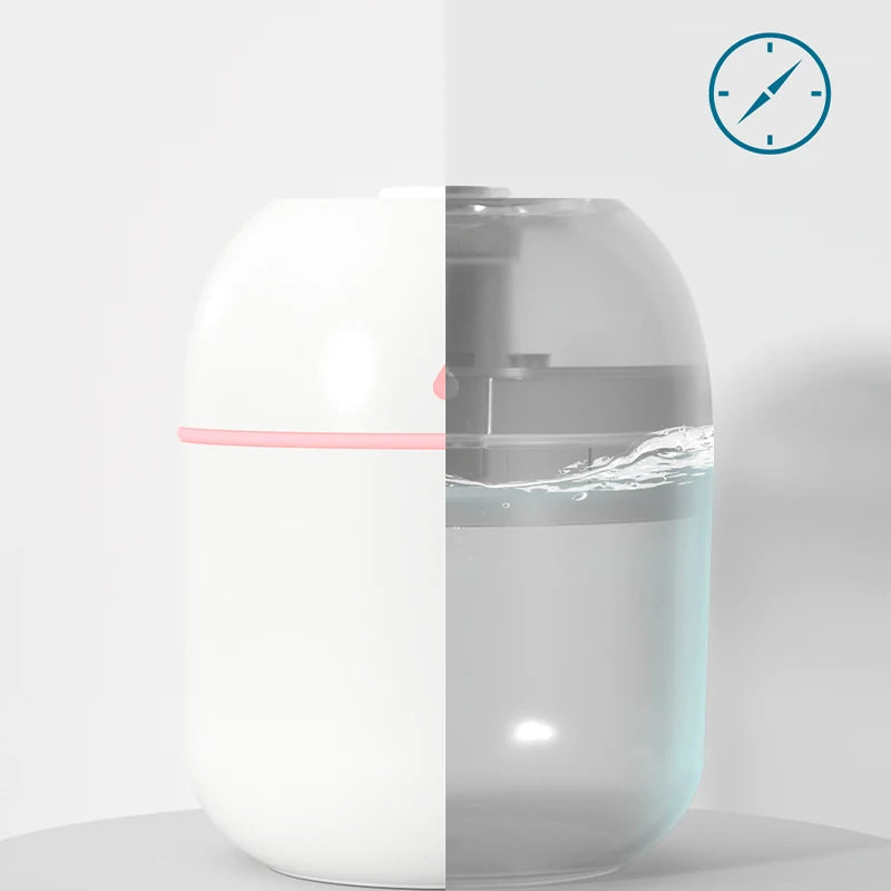 Portable USB Humidifier 220ml | Quiet Mist & LED Night Light