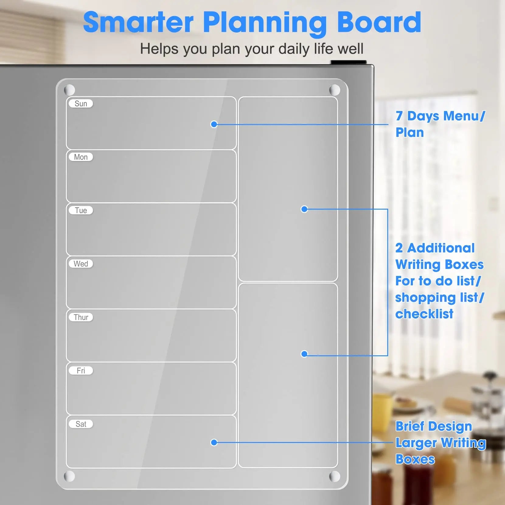 “Clear magnetic fridge calendar – dry erase board”