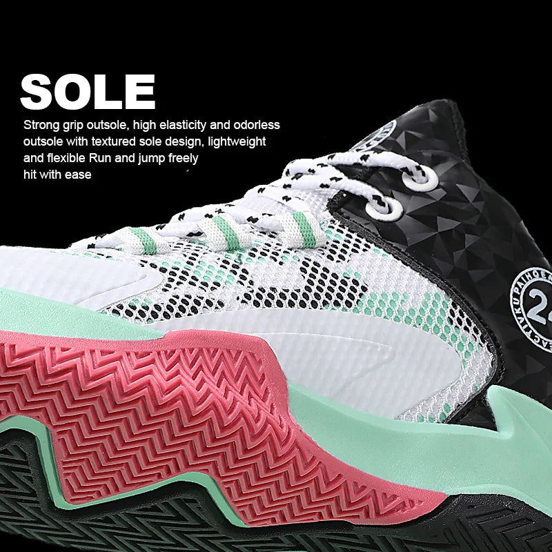 Kids Basketball Shoes – Non-Slip Outdoor Sports Sneakers | Breathable Mesh High-Top Running Shoes for Boys & Girls