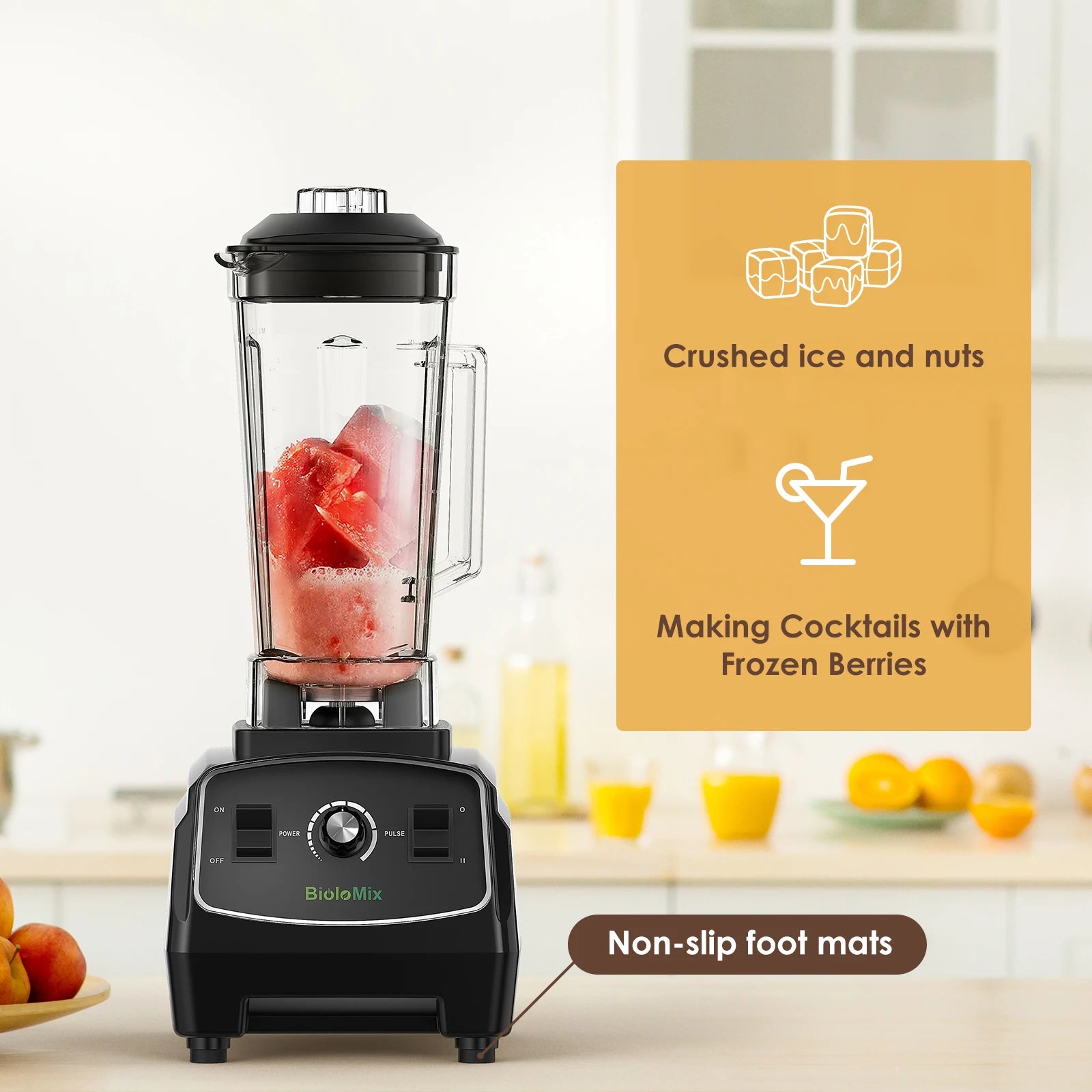 Professional 2200W Blender for juice, vegetables, ice crushing, smoothies