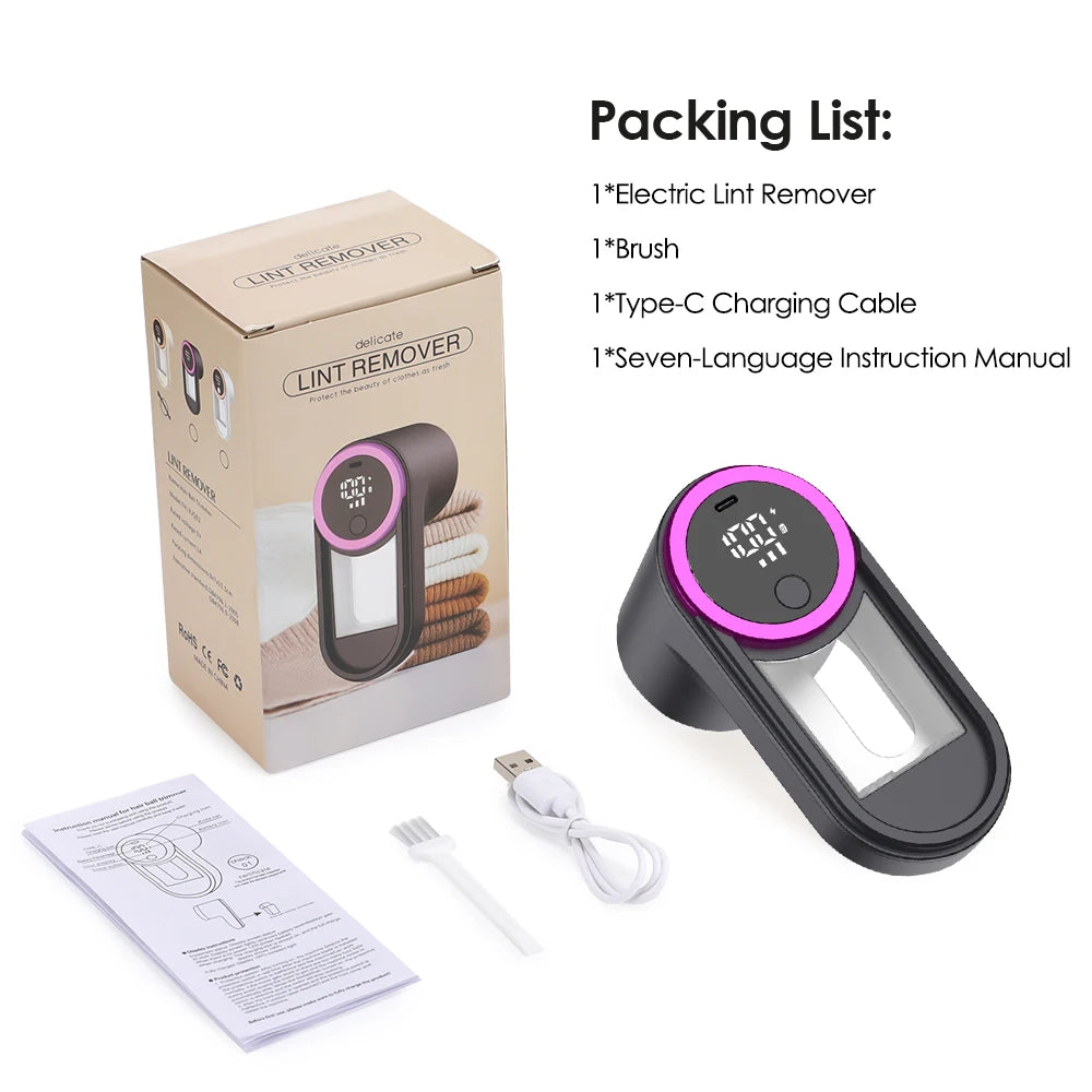 Rechargeable Fabric Lint Remover – Portable Clothes Shaver for Fluff, Fuzz & Pet Hair.