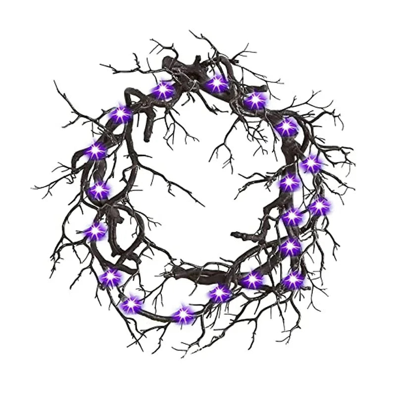 Black wreath with purple LED lights