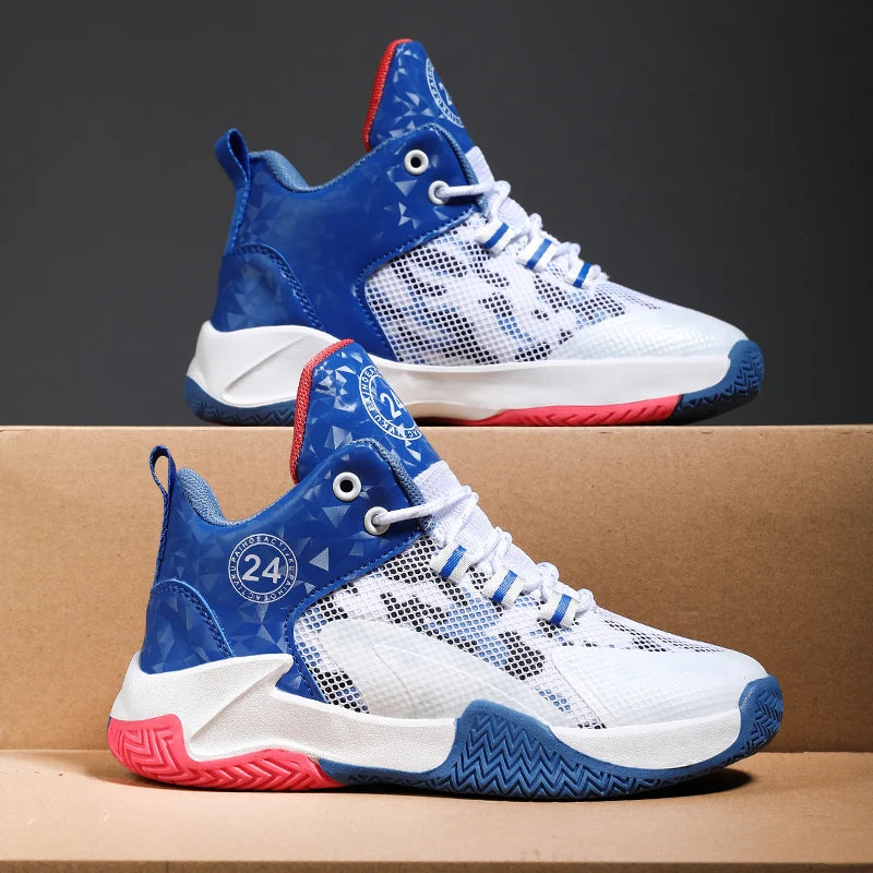 Kids Basketball Shoes – Non-Slip Outdoor Sports Sneakers | Breathable Mesh High-Top Running Shoes for Boys & Girls