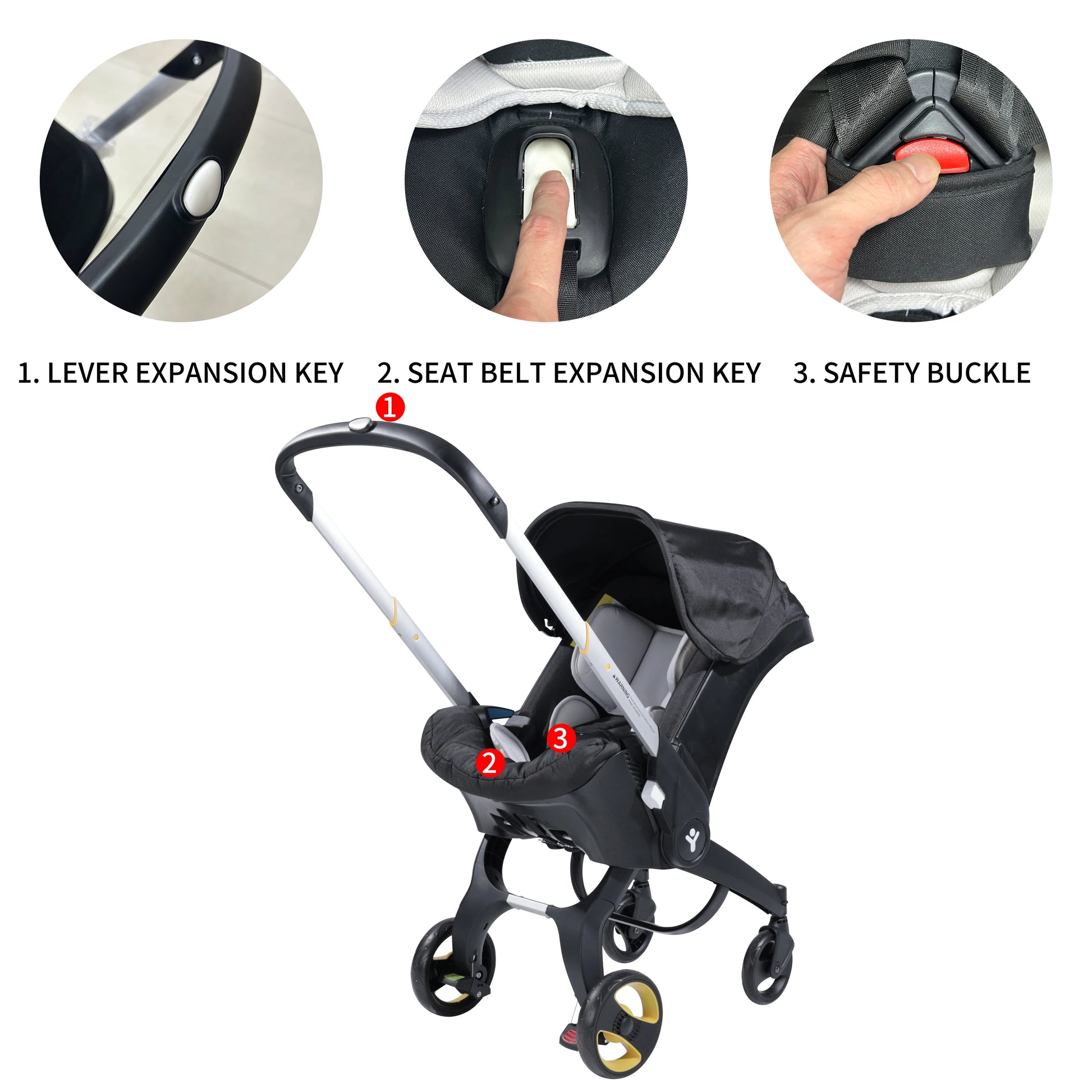 Durable smooth wheels of foldable stroller – safe for outdoor use