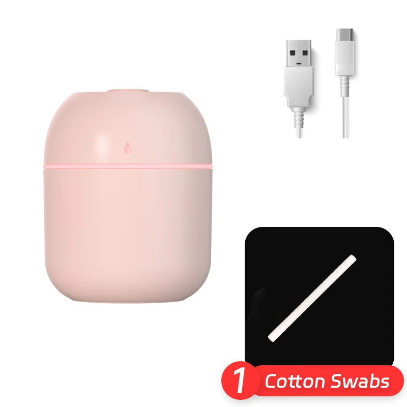 Portable USB Humidifier 220ml | Quiet Mist & LED Night Light