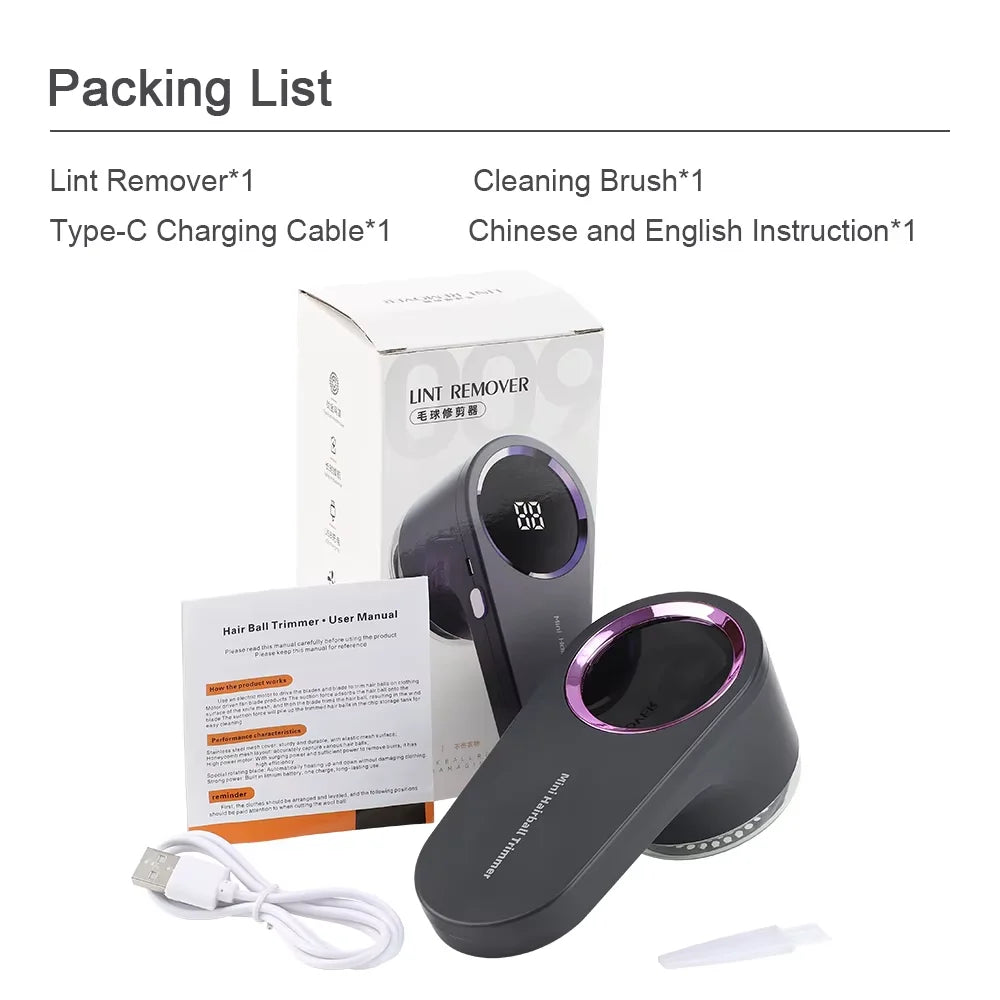 Rechargeable Fabric Lint Remover – Portable Clothes Shaver for Fluff, Fuzz & Pet Hair.