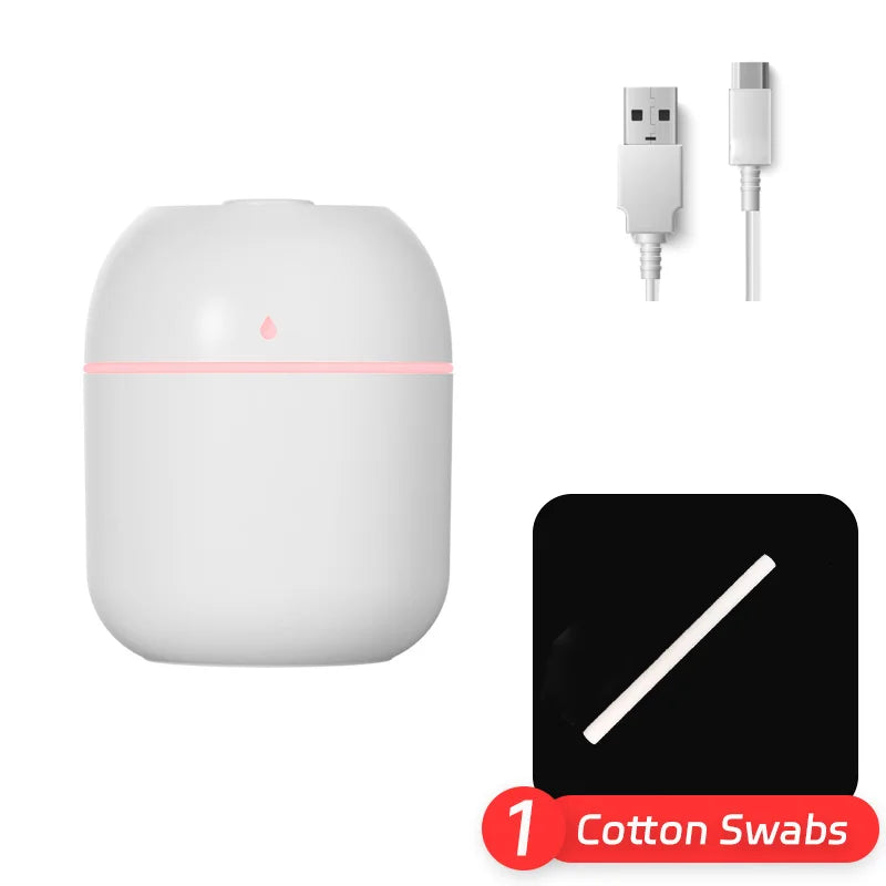 Portable USB Humidifier 220ml | Quiet Mist & LED Night Light