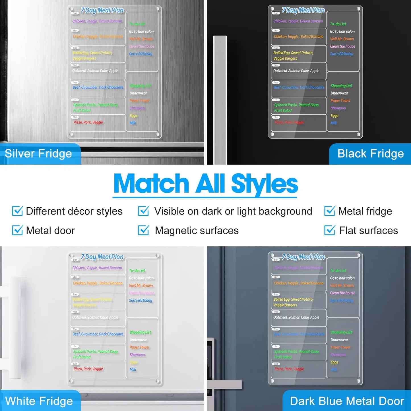 “Clear magnetic fridge calendar – dry erase board”