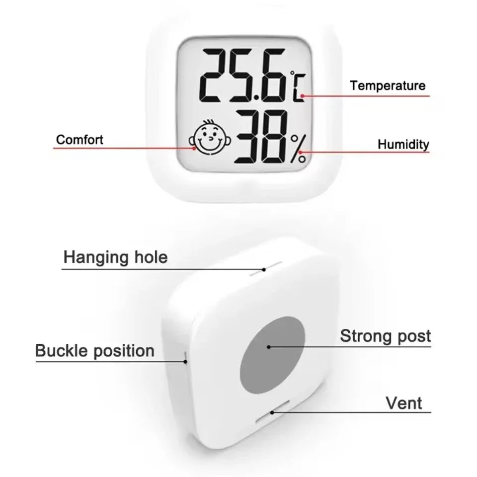 “Mini LCD indoor thermometer hygrometer with humidity display”