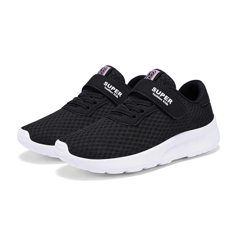 Black athletic shoes with white soles on a white background