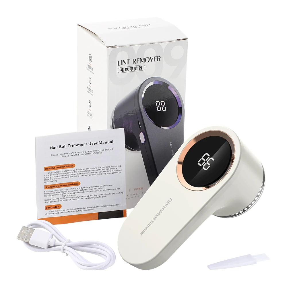 Rechargeable Fabric Lint Remover – Portable Clothes Shaver for Fluff, Fuzz & Pet Hair.