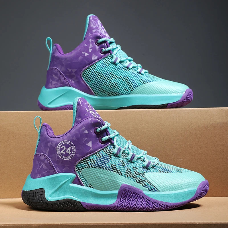 Kids Basketball Shoes – Non-Slip Outdoor Sports Sneakers | Breathable Mesh High-Top Running Shoes for Boys & Girls