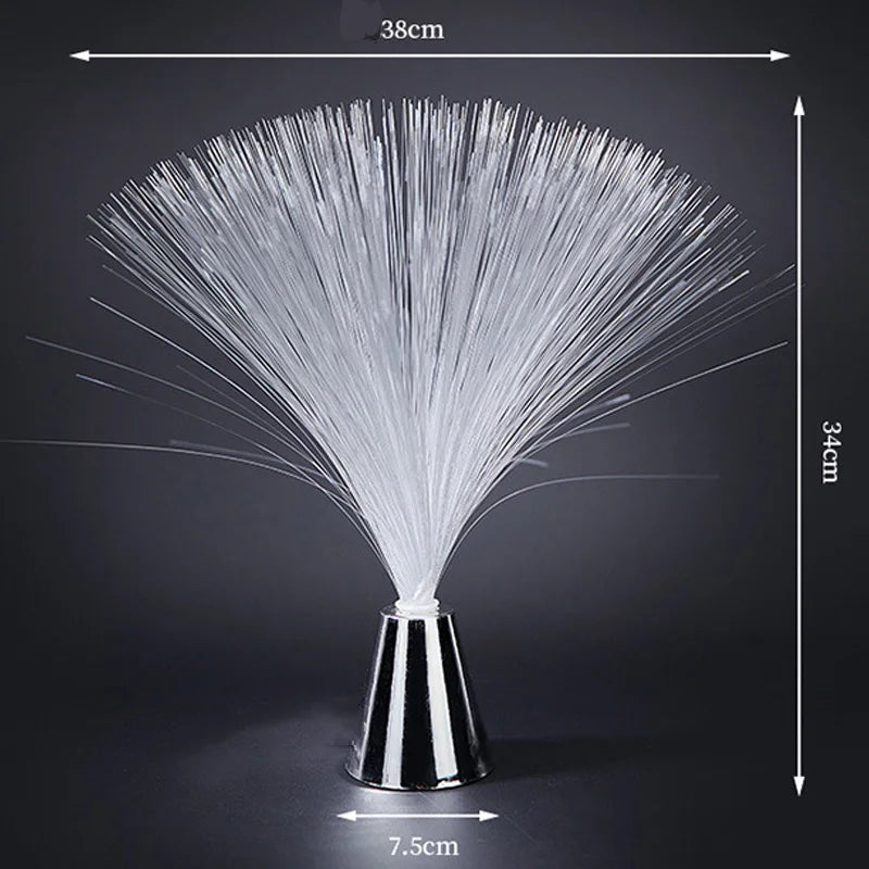 Close-up of fiber optic strands illuminated in starry pattern